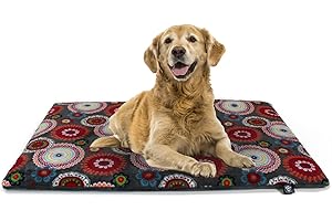 ‎HS-HUNDEBETT HS-Hundebett Made in Germany gepolsterte Hundedecke, Mandala Rot 55x75cm für kleine & große Hunde I Flauschige Hundedecke, waschbar, trocknergeeignet
