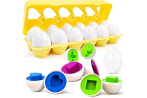 Ferizzia 12 Pezzi Uova Abbinate, Montessori Giocattoli, Uova di Pasqua Giocattolo, Forma e Colore Riconoscimento, Classificazione dei Colori, per Natale Compleanno Festa Pasqua Regali