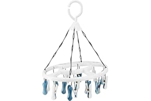 culiclean Secadora con 16 Clips Suaves (1 Pieza, Blanco con Azul-Blanco, Blanco-Azul)