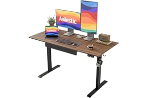 ‎AGILESTIC Agilestic Elektrischer Stehschreibtisch mit Schublade, höhenverstellbarer Schreibtisch, Ergonomischer Stehschreibtisch 120 * 60 aus Holz, mit Memory-Voreinstellungen für Arbeit Heimbüro, Braun