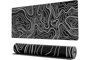 Ovenbird – Grand Tapis de Souris de Jeu, sous-Main Minimaliste et Cool pour Clavier et Souris, 80 x 30 x 0,3 cm, imprimé Carte topographique, Noir