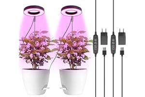 Qoolife Lampe de Culture à Spectre Complet LED pour Plantes d'intérieur, Lampe de Culture à Hauteur réglable avec 3 Niveaux de luminosité, minuterie Marche/arrêt Automatique 3/9/12H 2 Pack