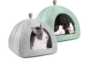Tierecare 2 Pack Bunny Bed Washable Rabbit Hideout Indoor Hidey House Cozy Guinea Pig Hut Cage Accessorie for Dwarf Rabbits Small Animals
