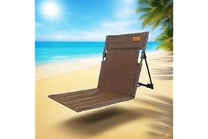 CUSHSUNR Folding Beach Chair Mat Camping Sun Lounger Seats Floor Chair with Backrest, Lightweight Foldable Poolside Chairs