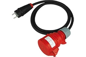 NWP Messadapter Prüfadapter Schuko Stecker auf 16A CEE Kupplung 5-Polig für DGUV V3 VDE 0701/0702-1,5m Anschlussleitung - Zubehör für Messgeräte und Prüfgeräte