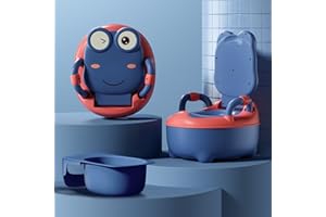 Aufun Kinder Töpfchen, Baby Toilette Toilettensitz, Baby Potty, Toilettentrainer mit Griffe für Kleinkinder, weiches PU-Kissen, Babytopf Anti-Spritzschutz, Cartoon Deckel (Blau)