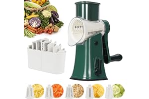 Dreamhigh® Cheese Grater with Crank, Manual Rotary Grater with 5 Removable Drum Blades, Vegetable Cutter, Food Slicer for Potato, Cheese, Carrots, Cucumbers etc
