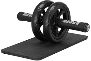 ‎H&S H&S Roller Do Ćwiczeń Siłowych - Kółko Do Ćwiczeń Mięśni Brzucha z Bardzo Grubą Matą Pod Kolana - Z Podwójnymi Kółkami Poślizgowymi