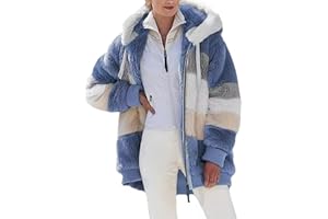 Kmxcnli Kuscheljacke Flauschig mit Kapuze, Teddy Fleecejacke Damen, Lässiger Teddyjacke Damen, Warme Teddy - Mantel.
