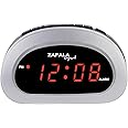 ZAPALA Expert LED Digital Alarm Clock, Desk Bedside Clock with Snooze Function, Battery Backup and Mains Powered (Silver)