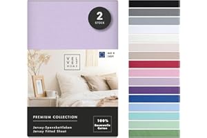 VEL VET HOME VelvetHome Premium Confezione da 2 Lenzuolo con Angoli Singolo 90x200 cm 2pz Lenzuola Letto Singolo con elastico 100% cotone di prima qualità Lenzuolo sotto con Angoli 90 x 200 Lilla
