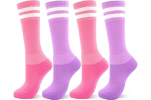 DECOVICI Kinder Fußballsocken für Mädchen und Jungen 4 Paar, Kniestrümpfe Fussball Socken für Kinder, Lange stutzen kinder fußball für 3-13 Jahre Rugby Tägliches