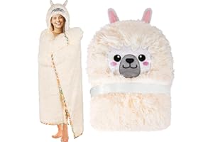 iyoimono Plüsch Weiße Lama Alpaka Geschenk für Frauen Tragbare Decke Lama Alpaka Geschenke Sofadecke Kuscheldecke Cartoon Alpaka Kuscheldecke Niedliches Tiermuster Decke Wohndecke 152 * 132cm