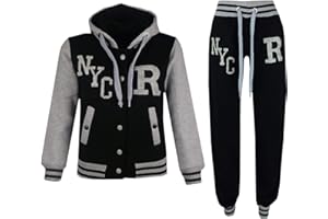 A2Z 4 Kids® Bambini Ragazze Ragazzi Baby Rosa Baseball Tuta NYC Giacca & Pantaloni Gli Sport Felpa Con Cappuccio Con Fondo Pantaloni Della Tuta Nuova Età 2-13 Anni