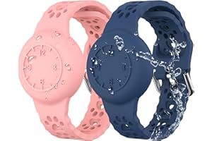MHYALUDO Kinderarmband für Apple Airtag, 2er-Pack, wasserdichtes Silikonarmband mit GPS-Tracking für Kinder, Anti-Verlust für Airtag-Halter, Mitternachtsblau/Pink