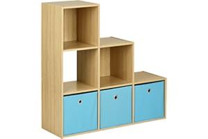 Hartleys Oak 6 Cube Shelving Unit and 3 Easy Grasp Box Drawers