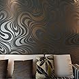 HANMERO Modern Minimalist Abstract Curves Glitter Non-woven 3D Wallpaper For Bedroom Living Room TV Backdrop Brown