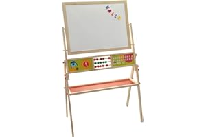 Spiel AG Standtafel für Kinder Schultafel mit 2 Seiten Magnettafel + Kreidetafel