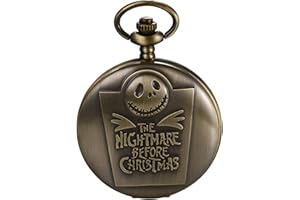 JewelryWe Rétro Montre de Poche pour Homme et Femme Cas de crâne Cadran Collier Bronze Antique