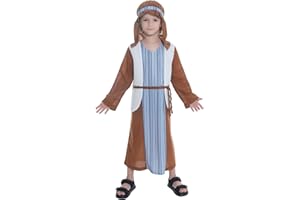 Sincere Party Shepherd Costume for Kids Nativity Xmas Costume Joseph Innkeeper Fancy Dress with Headpiece