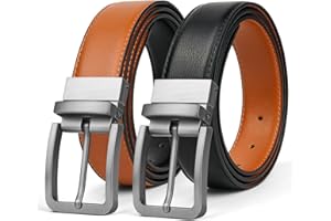 AUYAO Paski męskie, dwustronny pasek męski, skórzany pasek, męski pasek regulowany rozmiar do garnituru dżinsów do pracy na co dzień i biznesu