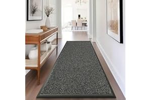 Fit Even Sunny Indoor & Outdoor Runner Rug – Machine Washable Non-Slip Rubber Backed Entrance Mat, Long Waterproof Mats for Hallway, Front Entrance, Kitchen, Patio or Garden (Grey, 60x180 cm)