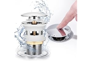 BONADE Pop-Up Waschtisch Ablaufventil mit Überlauf, Chrom Universal Ablaufgarnitur waschbecken, Hochwertige Pop up für Waschbecken Waschtisch Bad Ablaufventil Abflussstopfen
