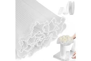 BWLOIES Papier Cadeau Bouquet de Fleur avec Bord Perlé Papier Bouquet de Fleur Blanc Papier Emballage Fleuriste Papier Emballage Bouquet de Fleurs Papier Emballage Fleur Papier Cadeau Fleuri Papier Fleuriste