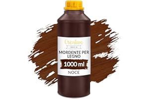 Creative Deco Mordente per Legno a Base d'Acqua | Colore Noce | 1L | Vernice a Rapida Essiccazione | Non Tossica | per Pannelli in Legno, Cemento, Mattoni Carta da Parati | Efficienza anche al Esterno