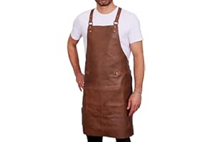 REDSALT® tablier cuir de buffle souple, suede, tablier barbecue | 84x62cm | accessoires pour la cuisine exterieur, le serveur et le barman, comme tablier de cuisine | cadeau homme