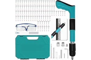 ZERUIDM Manuelle Nagelpistole aus Stahl mit 150 Stück Rund Nagel, 5 Gänge Einstellbar Nail Gun Bolzenschussgerät Wandnagelpistolen für Deckenwandanker Drahtschlitzgerät, Hauswand, Beton