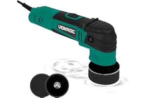 VONROC Polisseuse Double Action 400W - Ø50 mm et Ø75 mm - 2 Supports de Polissage et 2 Éponges de Polissage - Pour Carrosserie - Faites Briller Voitures, Motos, Bateaux - Démarrage Progressif
