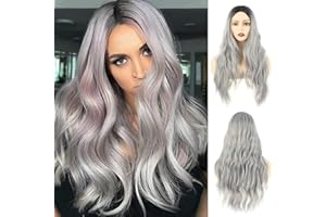 SHENGRUILI Perücke Halloween Damen,Perücke Frauen Kostüm Halloween,Grey Wig Lang Haar Gelockt,Karneval Perücke Grau,Perücke Damen Perücke Grau,für Halloween Karneval Cosplay Kostüm Party