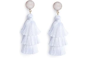Me&Hz Colorful Layered Fashion Tassel Earrings Bohemian Big Dangle Drop Earrings for Women Girls Hypoallergenic Stud Birthday/Party/Valentine Day Gift