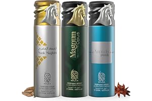 Nylaa Perfume Deodorant Body Spray 200ml - Aerosol Men and Women - Body Mist Fragrance Non-Staining - Extra Long Lasting Arabic Perfume Oud Floral Vanilla Fresh Scents- Pack of 3 (Woody & Oud)