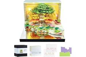 AISCHENS Calendrier 3D 2026,Sculpture sur Papier Unique pour Décor de Bureau,Calendrier Horloge 3D avec Bloc-notes à Feuilles Détachables,Éclairage LED & Boîtier en Acrylique,calendrier de Bureau