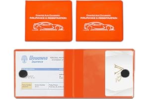 deemars 2PCS Egistro de Coches y Titular de Seguro, Cartera de Documentos Titular de Registro de Coches con Cierre Velcro, Accesorios de Coche Universal para Tarjetas, Licencia de Conducir (Naranja)