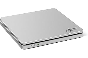 Hitachi-LG GP70 External DVD Drive, Slim Portable DVD Player/Writer for Laptop, Desktop PC, USB 2.0, Windows and Mac OS Compatible, M-Disc Support, 8x Read/Write Speed - Silver