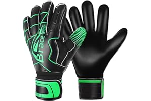 Brace Master Guantes de Portero con Fuerte Agarre y Protección para los Dedos, Guante de Portero de Palma 3 + 3MM para Hombres y Mujeres, Entrenamiento y Partido, Interiores y Exteriores