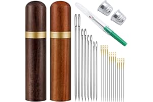 UBERMing Ensemble D'aiguilles à Coudre 20 Pièces Aiguilles à Coudre Main Aiguille Miracle Équipé de 2 dé à Coudre 2 Boîte à Aiguilles en Bois 1 Extracteur D'aiguille pour DIY et Réparation