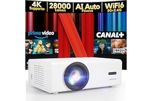 Videoprojecteur 4K 【Netflix Officiel/Auto Focus/Keystone】 28000 Lumens AKIYO O9 Retroprojecteur avec WiFi et Bluetooth 1080P Natif, Smart Projecteur Supportée One-Click Use Netflix/Youtube/PrimeVideo