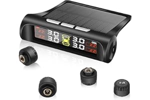 Geloo Solar TPMS Sistema de Monitoreo Control de Presión de Neumáticos con 4 Sensores,5 Modos de Alarma,5 Bar para Caravana Sedán SUV Coche