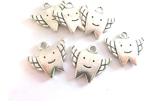 BEADSVISION 10 Anhänger Zahn Charms Engel Fee Farbe antiksilber 20mm Metall Engel #S230