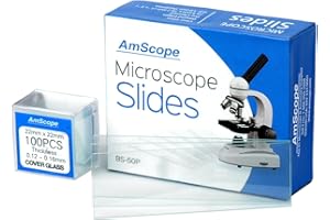 AmScope BS-50P-100S-22 - Microscopio de vidrio prelimpiado en blanco para borde de tierra y 100 piezas prelimpiadas de vidrio cuadrado
