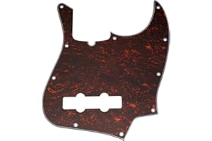 Musiclily Pro 10 Fori Stile Moderno Pickguard Battipenna Basso per American Jazz Bass 4 Corde, 4 strati Red Tortoise
