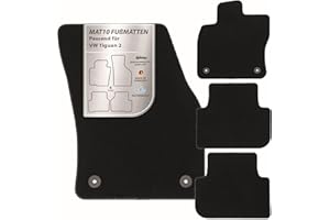 MAT10 – Auto-Fußmatten passend für VW Tiguan 2 (ab BJ 04/2016, Typ AD1) aus Velours | 4-teiliges Automatten Set | langlebige Erstausrüsterqualität, Made in Germany, Schwarz