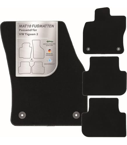 Tappetino Auto Conducente In Velluto Per VW Tiguan II E Allspace (dal 2016) - 850 G/m², Made In Germany, Nero - 3
