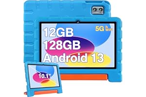 ZIOVO Tablet 10 Pollici Android 13 Tablet, 12GB RAM+128GB ROM(TF 1TB), 5G WiFi Tablet, Octa-Core 2.0 GHz, BT 5.0/8+5 MP/6000mAh/Widget/Tablet per Bambini,Tablet con EVA Caso - Blu