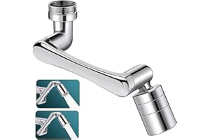 AIKER Rubinetto Rotante 1440 Gradi,Aggiornata Prolunga Rubinetto Bagno,Aeratore Multifunzionale Per Rubinetto In Rame Massiccio A Prova Di Spruzzi Dacqua,Modalità A Doppio Beccuccio-M20/M22/M24