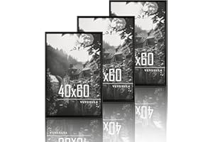 VUVUZULA Bilderrahmen 40x60cm Schwarz Holz Holzrahmen 3er Set Fotorahmen MDF Rahmen Posterrahmen